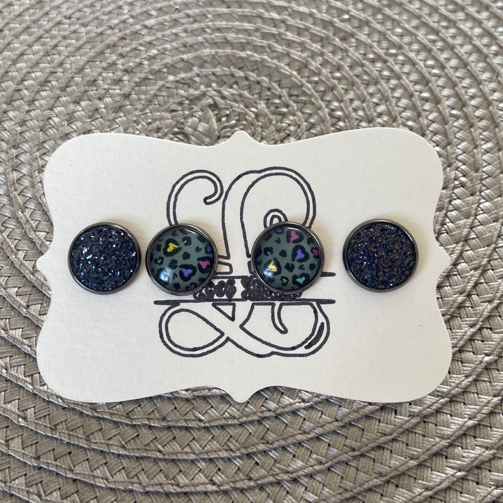Leopard and druzy earrings